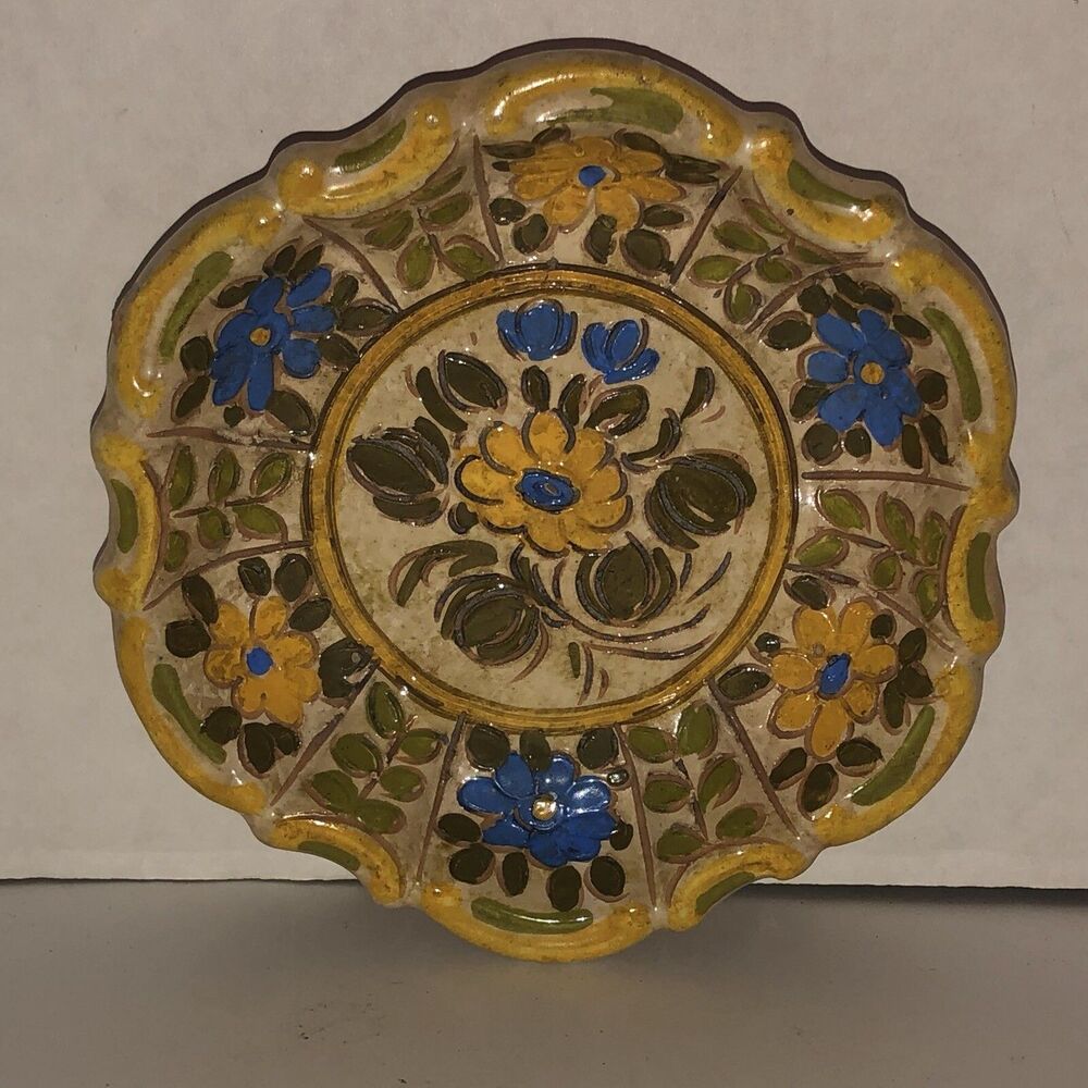 Vintage 60s MEISELMAN IMPORTS New York Floral Ashtray Hanger PLATE MADE IN ITALY